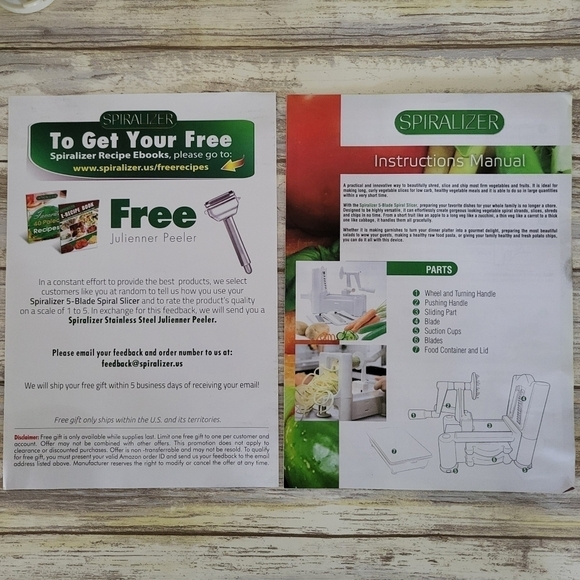 Spiralizer 5-Blade Spiral Vegetable Slicer Pre-Owned Good Condition Original Box - Picture 7 of 10